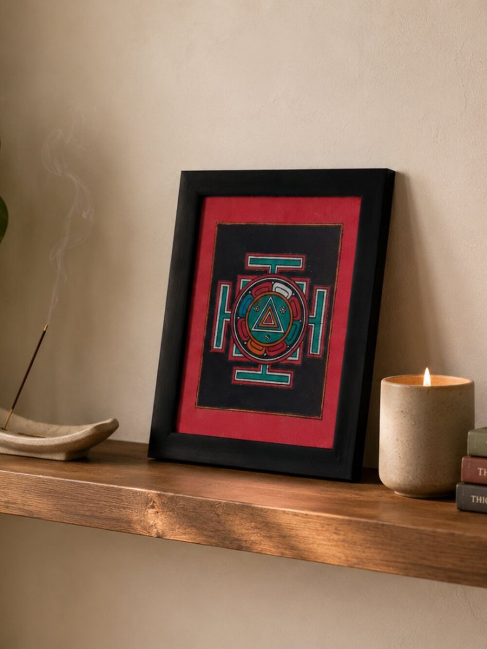 Nepal Kali Yantra Sacred Geometry Meditation Folk Art Framed Hindu Art